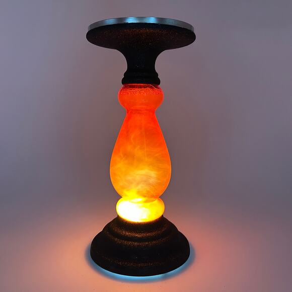 Bath & Body Works Orange Light Up 3-Wick Candle Holder Pedestal Halloween RARE - Picture 5 of 5